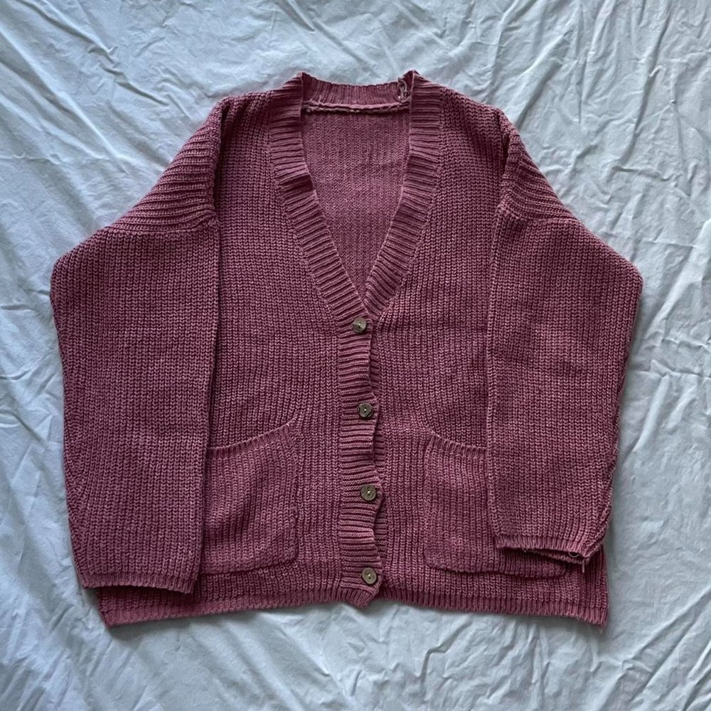 Pink sweater cardigan